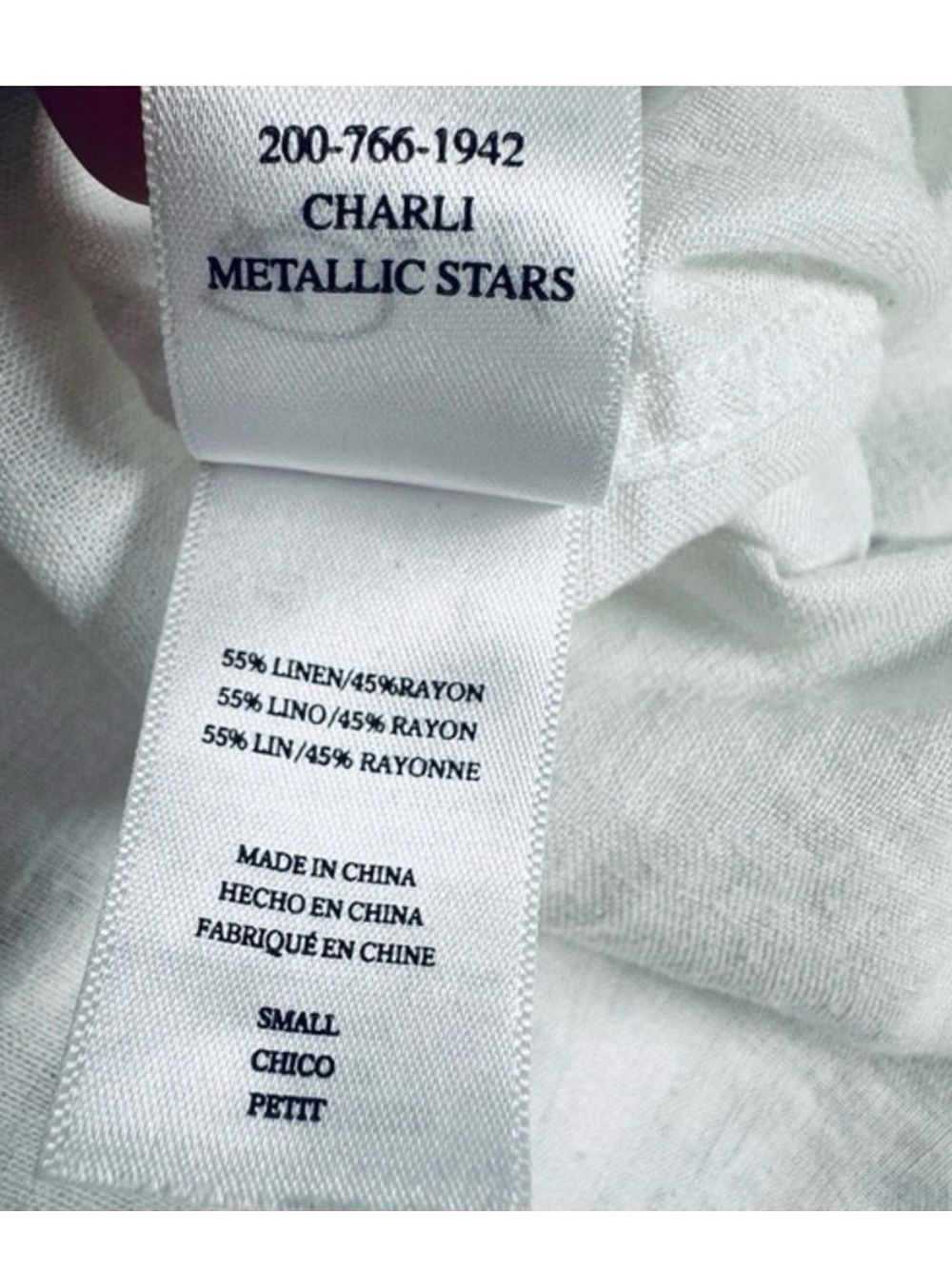 Rails Charli button down metallic gold star white linen blend top, small - Picture 9 of 13